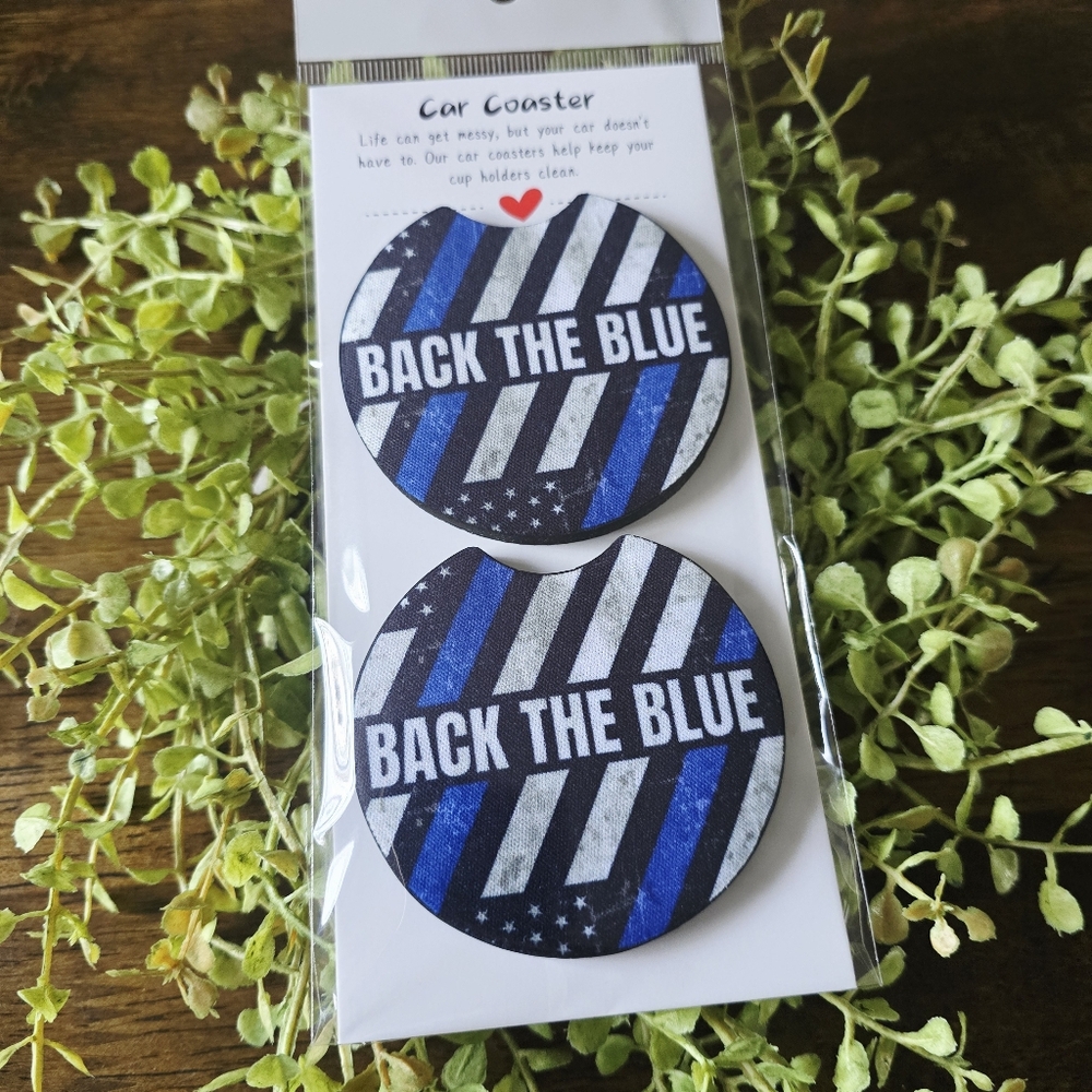 Back The Blue Car Coasters
